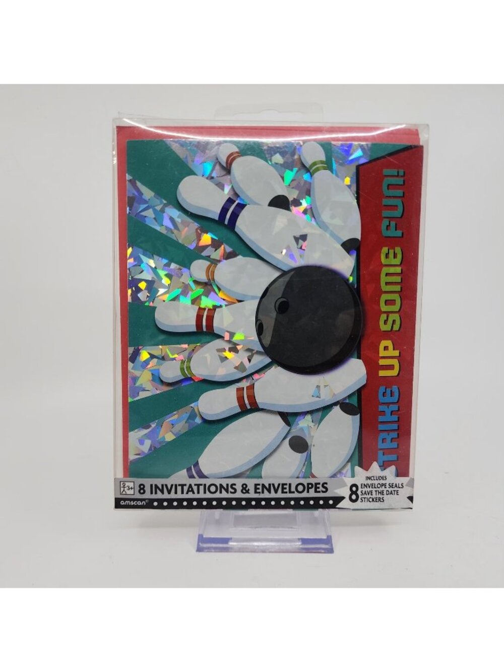 Bowling Party Invitations Envelopes and Stickers for Birthday Party 8-Count